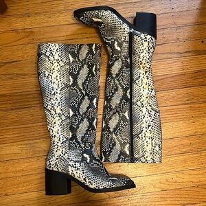 Crown Vintage black and white snake boots